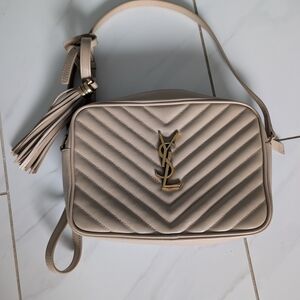 Yves Saint Laurent Taupe Quilted Crossbody Bag
